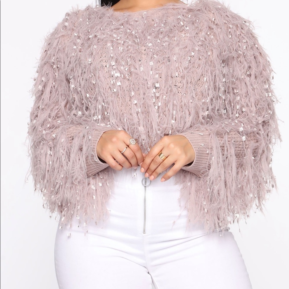 Fluffy mauve sweater